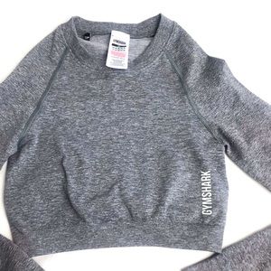 Gymshark Gray Cropped Long Sleeve Pullover Sz XS